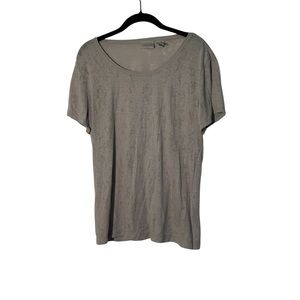 Zenergy by Chico’s Metallic Gray Scoopneck Short Sleeve Top